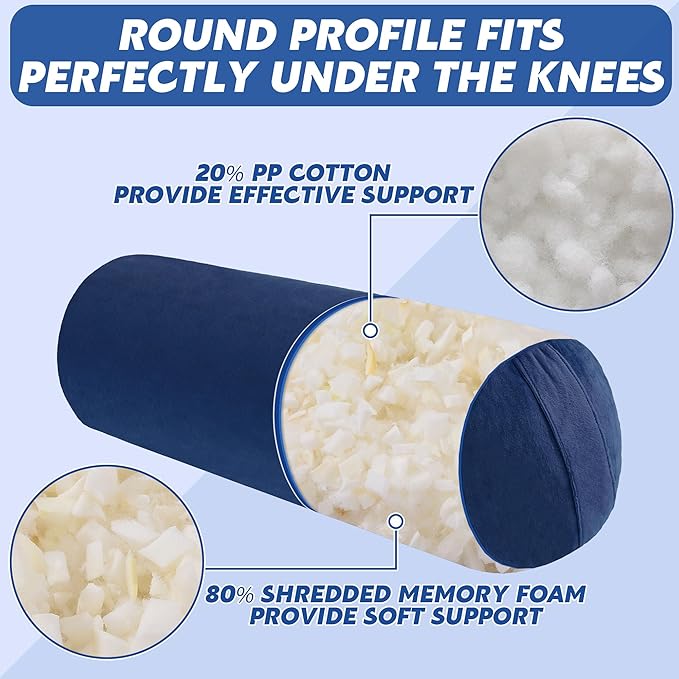 MABOZOO Round Yoga Pillow, Cylindrical Yoga Bolster Pillow with Washable Cover, Meditation Cushion Body Cushion for Practice, Restorative, Meditation