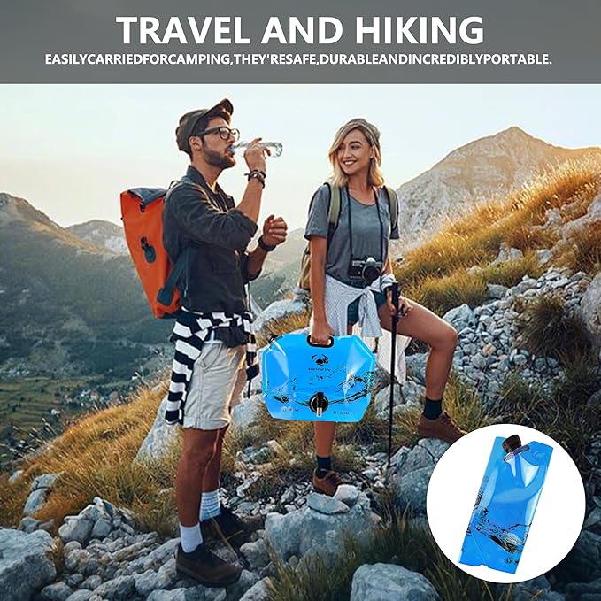 Collapsible 8L Water Storage Bag, BPA-Free Portable Folding Water Jug with Adjustable Faucet, Leakproof Emergency Water Bag for Camping, Hiking, Riding, Outdoor Sport (Blue, 2)