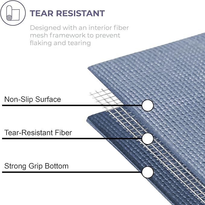 Sunshine Yoga Voyage Yoga Mat, 6 Pack, 72" x 24" Professional Studio and Gym Bulk Yoga Mats, 5mm Thick, Durable, Anti-Tear, Non Slip Fitness and Exercise Mats