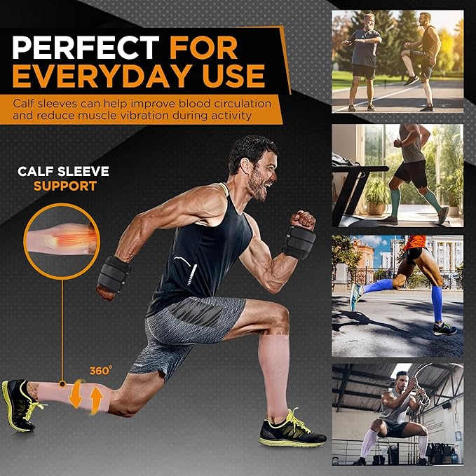 Doc Miller Compression Calf Sleeve for Men & Women, Premium Medical Grade, 15-20mmHg Graduated Support for Running, Calf Tear, Shin Splints, Knee High, Calf Sleeves, 1 Pair