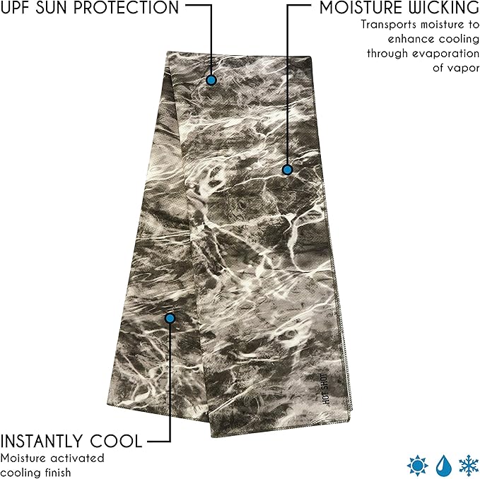 BUILTCOOL Adult Cooling Towel - Men & Women Chilly, Lightweight, Soft, Neck and Face Cooling Towel for Sport, Camping, Hunting, One Size, Mossy Oak Manta Elements, 3 Pack
