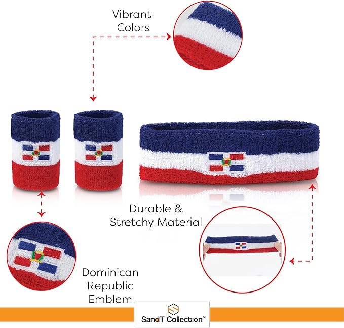 Striped Sweatband Set - Sport Sweat Band and Wristband