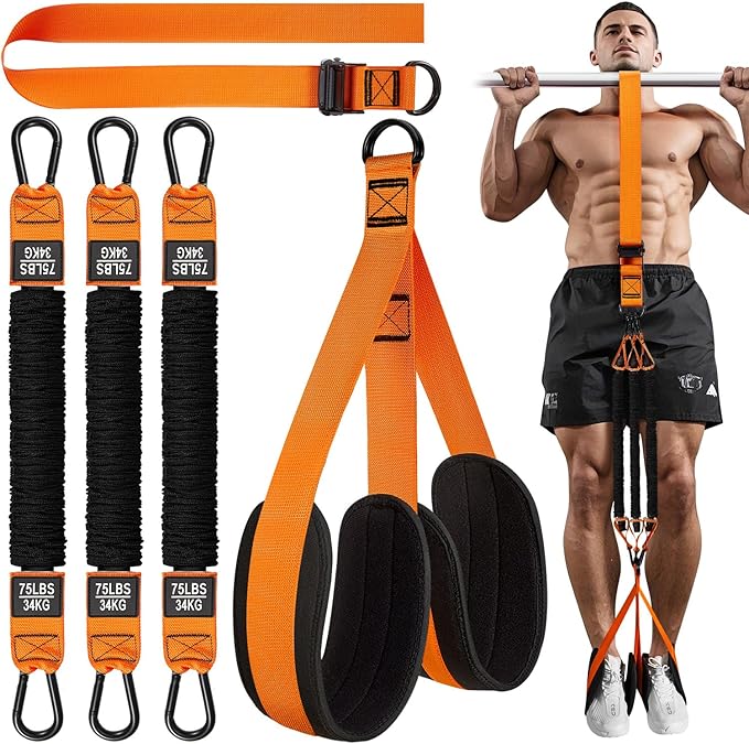 HPYGN Pull Up Assistance Bands, Heavy Duty Resistance Band for Pull Up Bar, Adjustable Weight/Size with Fabric Feet/Knee Rest, Bands for Pull Up Assist for Strength Training, Pull Up Assist Band