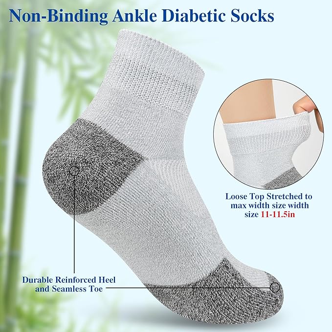 Diabetic Socks for Men,6 Pairs Ankle Mens Diabetic Socks,Diabetic Neuropathy Socks for Men 9-12