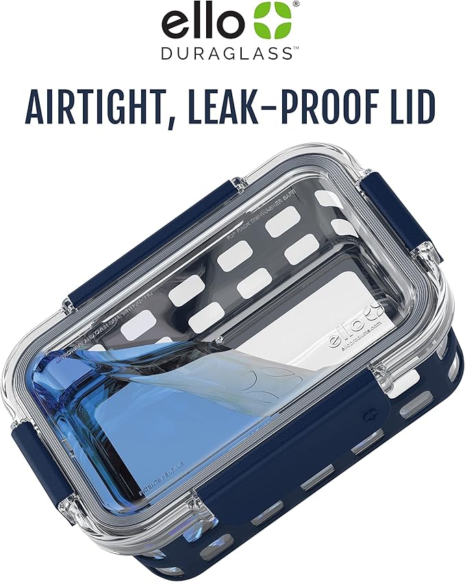 Ello Duraglass 3.4 Cup Meal Prep Sets 6Pc, 3 Pack Set- Glass Food Storage Container with Silicone Sleeve and Airtight BPA-Free Plastic Lids, Dishwasher, Microwave, and Freezer Safe, Berry