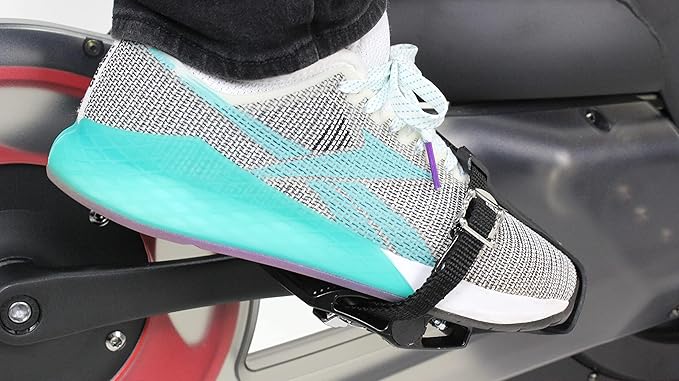 BV Bike Pedals Shimano SPD/Look Delta Compatible 9/16'' with Toe Clips - Peloton Pedals for Regular Shoes - Toe Cages for Peloton Bike - Exercise Bike Pedals - Universal Fit Bicycle Pedal