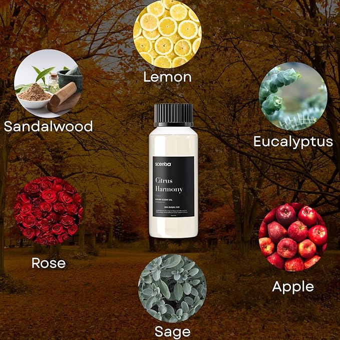 Citrus Harmony Essential Oil Blend – 120ml Premium Aromatherapy Diffuser Oil with Bright Notes of Lemon, Eucalyptus, Sage & Musk | Perfect for Home, Candles, Soaps & DIY