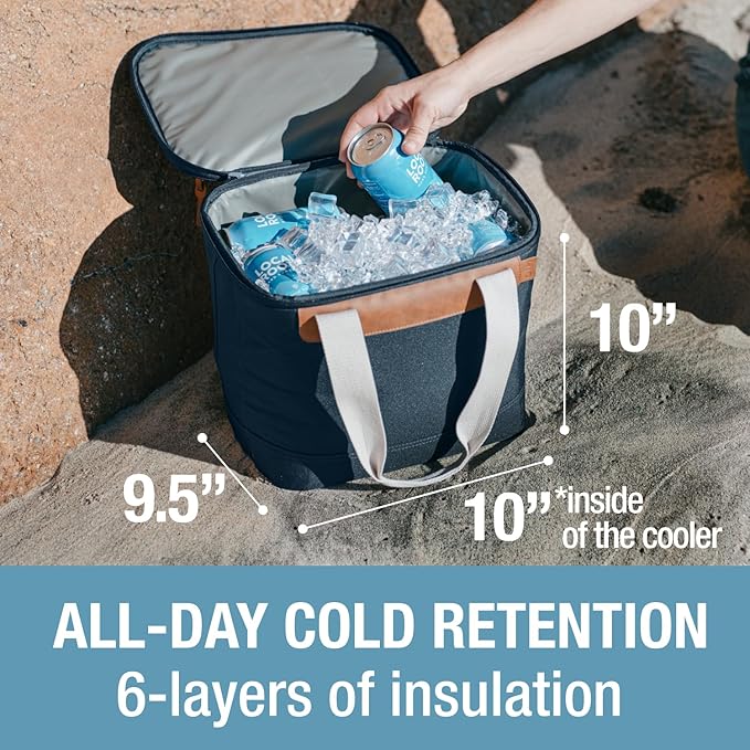 CleverMade Collapsible Insulated Cooler Bag – Leakproof Soft Folding Cooler for Beach, Travel, Car