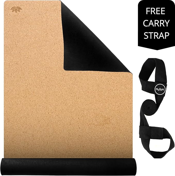 Ultimate Cork Yoga Mat – Non-Slip Ultra-Premium Cork | Thicker, Longer & Wider for Extra Comfort | 100% Natural Grip & Eco Friendly | Optional Alignment Lines | For Yoga, Bikram & Hot Yoga