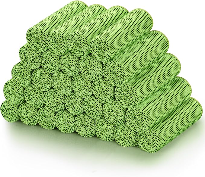 Biange Cooling Towels (40"x 12", Pack of 30) for Neck and Face, Cold Towel for Hot Weather, Sports, Workout, Fitness, Gym, Yoga, Golf, Pilates, Travel, Camping & More