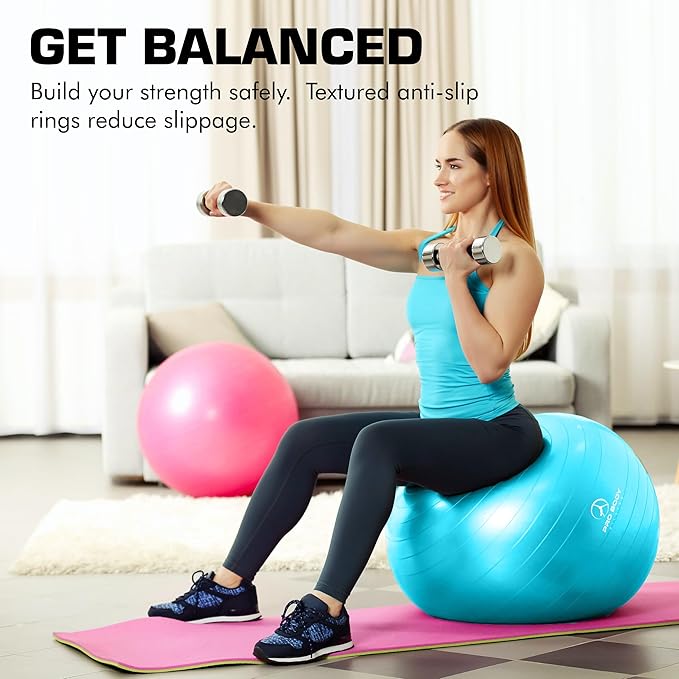 ProBody Pilates Yoga Ball - Exercise Balls, Various Sizes, for Stability, Pregnancy, Workout & Physical Therapy