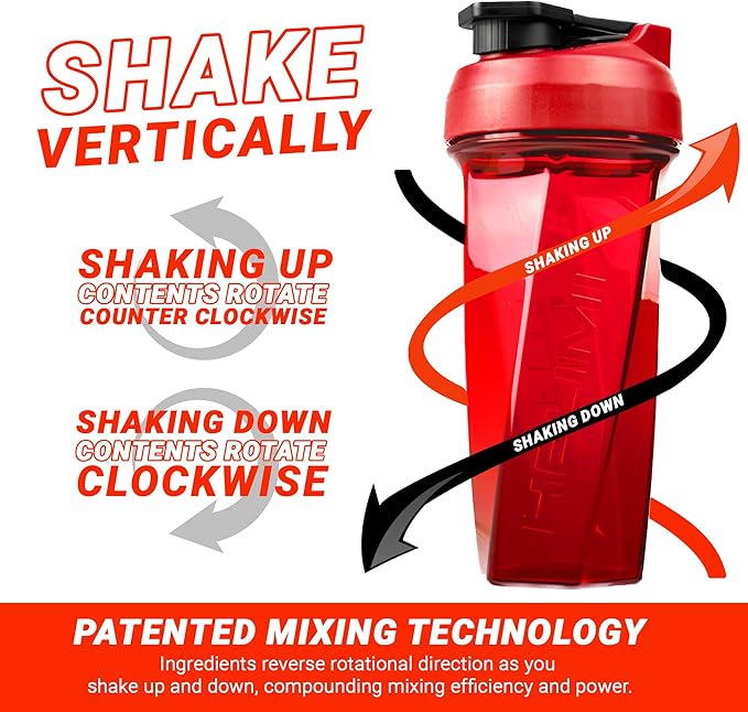 HELIMIX 2.0 Vortex Blender Shaker Bottle Holds upto 28oz | No Blending Ball or Whisk | USA Made | Portable Pre Workout Whey Protein Drink Shaker Cup | Mixes Cocktails Smoothies Shakes | Top Rack Safe