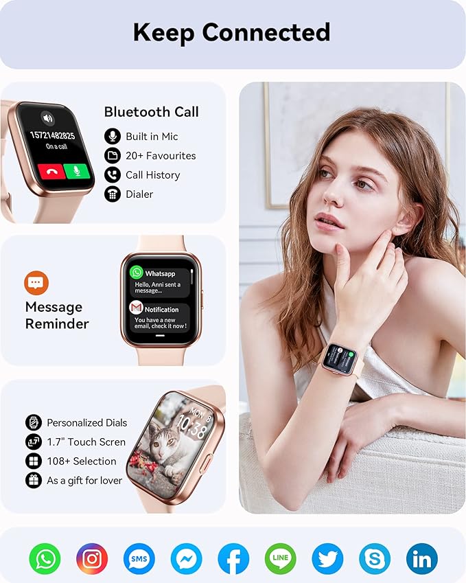 ENOMIR Smart Watches for Women, Fitness Watch for iPhone/Samsung/Android (Answer/Make Call& Alexa Built-in), Activity Trackers with 100 Sports &5ATM, Smartwatches with Heart Rate SpO2 Sleep Monitor