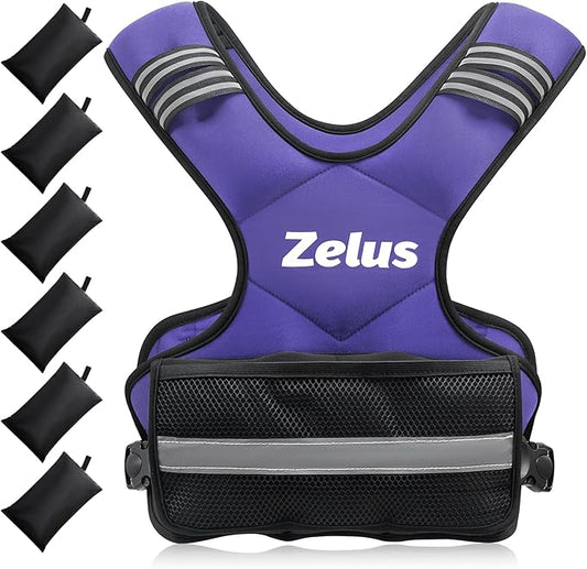 ZELUS Weighted Vest for Men and Women | 4-10lb/11-20lb/20-32lb Vest with 6 Ironsand Weights for Home Workouts | Adjustable Body Weight Vest Exercise Set for Cardio and Strength Training