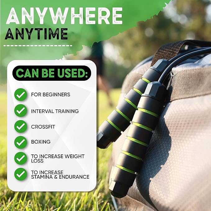 Weighted Cordless Jump Rope - Adjustable Length Ropes Ropeless Jump Rope For Beach Body - Eliminate Dad Bod With Indoor Jumprope - Cordless Jumping Rope Great For Improving Fitness In Small Spaces