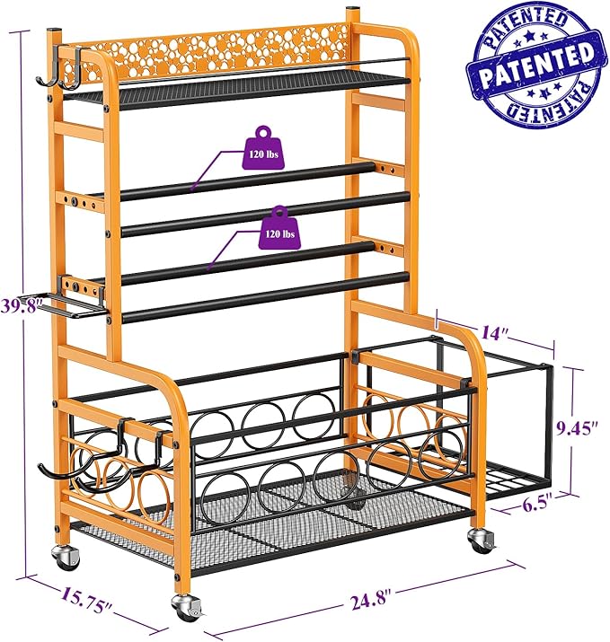 400LBS Dumbbell Rack, VOPEAK Adjustable Weight Rack for Home Gym, Home Gym Storage Rack for Yoga Mat Kettlebells and Strength Training Equipment, Weight Storage Rack for Dumbbells with Wheels