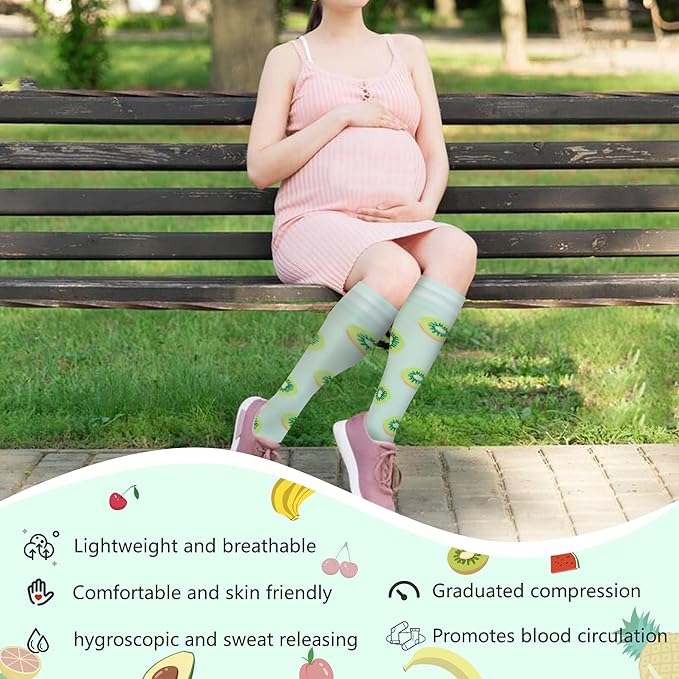 fenglaoda Compression Socks for Women Men Support Circulation 6 Pairs Socks For Nurse, Travel, Flight