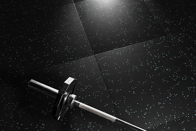 Genaflex Pro Heavy Duty Thick Rubber Gym Floor Tiles High Density Shock Absorbent Laminated Deadlift Mats - 1" Thick X 20" W X 20" L - 2.7 Sq. Ft.