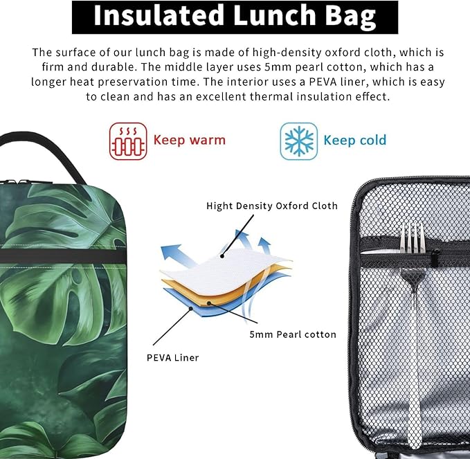 Insulated Lunch Box for Women Men, Sage Green Lunch Box Reusable Portable Lunch Bag Cooler Tote Waterproof Lunch Container for Office Picnic Work Travel Hiking