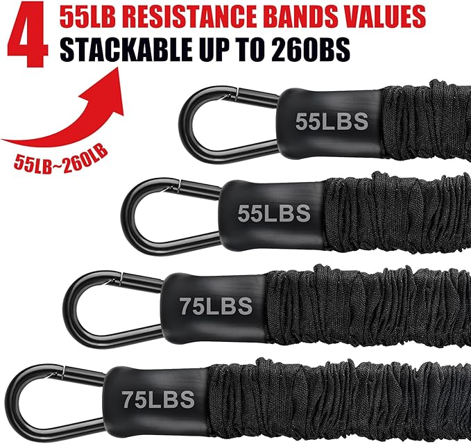 Pull Up Assistance Bands 260lbs, Heavy Pull Up Bands Resistance Bands for Pull Ups Working Out with Feet Rest, Pull Up Bar Bands Assistance Bands Strength Training Workout Equipment, Height Adjustable