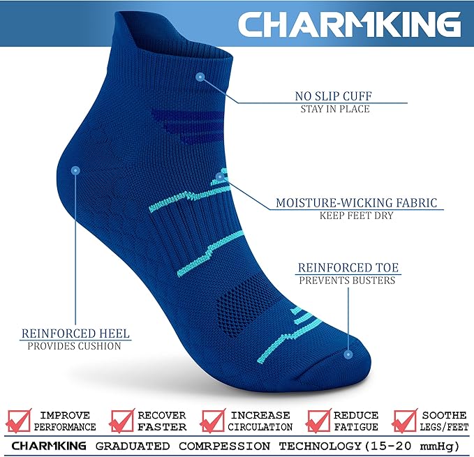 CHARMKING Compression Socks for Women & Men Circulation 15-20 mmHg is Best for Athletic Running Cycling Nurse Daily Wear