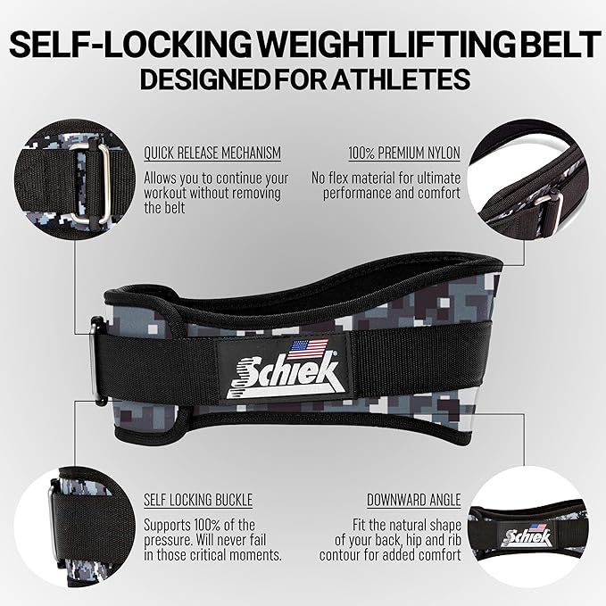 Schiek Sports 2006 Nylon 6 Inches Weight Lifting Belt - Support Belt for Power Lifting