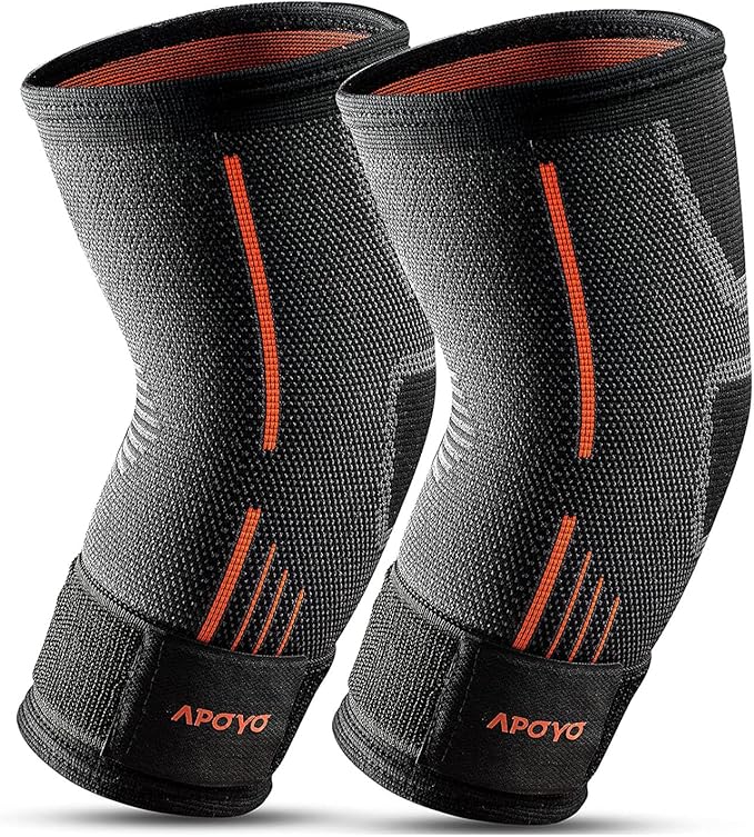 APOYO Elbow Brace for Tendonitis and Tennis Elbow, (Pair) Compression Sleeve for Arthritis, Workouts, Reduce Joint Pain During Fitness Activity (Large)