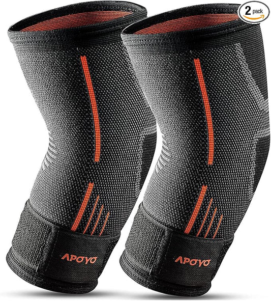 APOYO Elbow Brace for Tendonitis and Tennis Elbow, (Pair) Compression Sleeve for Arthritis, Workouts, Reduce Joint Pain During Fitness Activity (Medium)