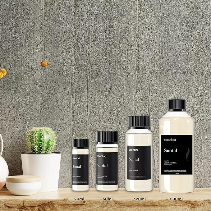 Santal Diffuser Oil 500ml – Luxury Santal-Inspired Oil – Cedarwood, Amber, Musk, Vanilla – Essential Oil Blend for Large Rooms, Cold-Air Diffusers, HVAC & Ultrasonic Use