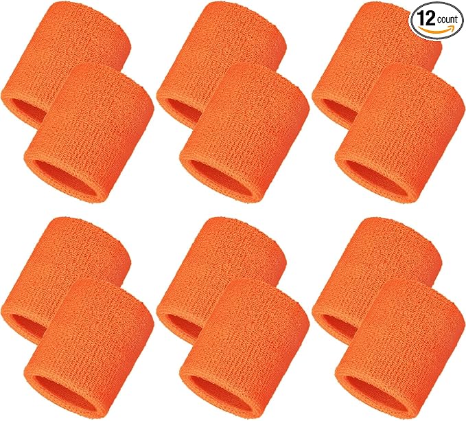 12 Pack Sweatbands Sports Wristband Cotton Sweat Band for Men and Women, Good for Tennis, Basketball, Running, Gym, Working Out