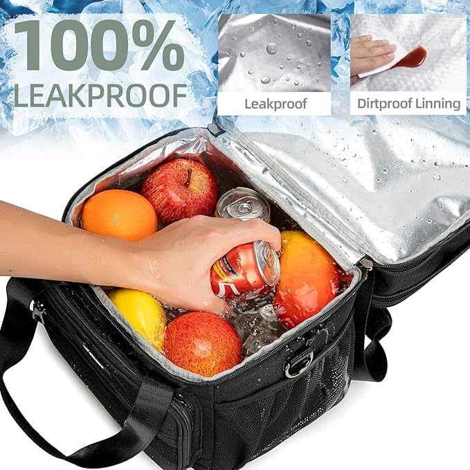 Weitars Lunch Box for Men Women Dual Compartment Lunch Box Heavy Duty Large Insulated Tactical Lunch Bag Durable Cooler Bag With Shoulder Strap for Adults Work Picnic Road Trip