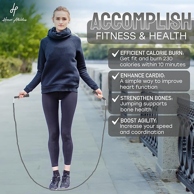Honor Athletics 2.0 Beaded Jump Rope - Adjustable with Unbreakable Handles & Shatterproof Beads for Enhanced Fitness Training