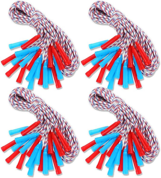 Honoson 50 Pcs Rainbow Jump Rope Bulk Gift for Kids 7.8ft Nylon Stripe Ropes with Handle Adjustable Colorful Party Favor Christmas Item Gift Outdoor Exercise Fitness (Red,White,Blue)