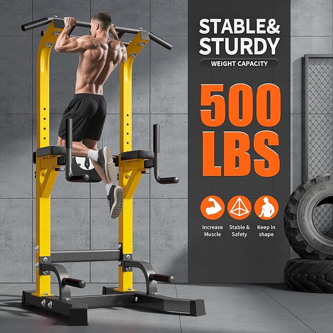 SogesPower Multi-Function Power Tower Pull Up Bar Station Pull Up Dip Station for Home Gym, Adjustable Height Pull Up Bar Stand Dip Bar Strength Training Workout Equipment