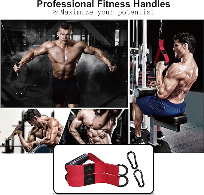 1000lbs Heavy Duty Fitness Handles - Non-Slip Rubber Exercise Grips for Cable Machines, Resistance Bands, Pulley Systems - Universal Attachment for Home & Commercial Gym Workout Equipments