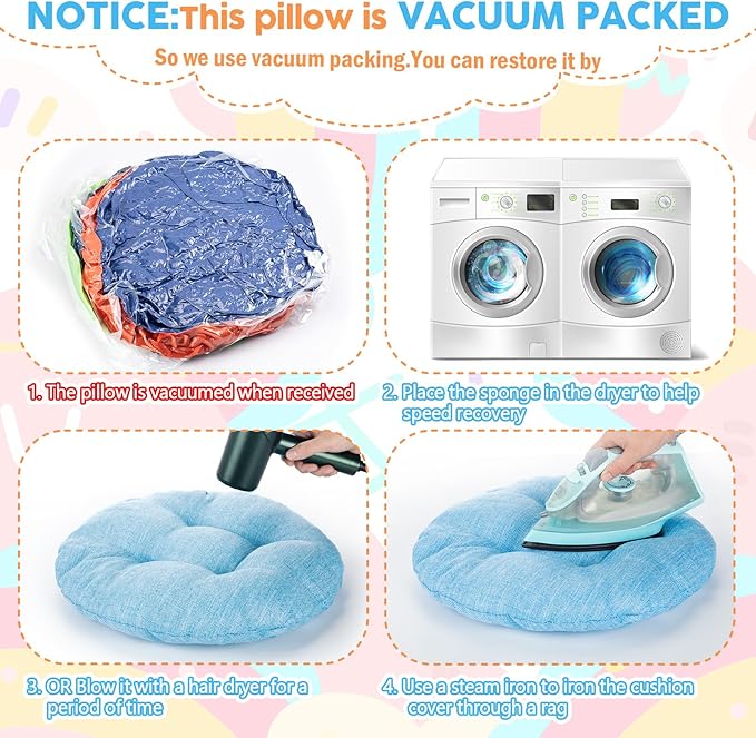 Fumete 24 Pcs 16 Inch Round Floor Cushions for Kids and Toddlers, Flexible Seating Classroom Furniture Floor Pillow for Home, Daycare, Preschool, Yoga and Meditation (Vintage)