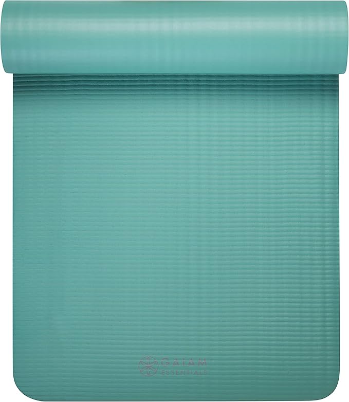 Gaiam Essentials Thick and Thin Yoga Mat Fitness & Exercise Mat with Easy-Cinch Carrier Strap