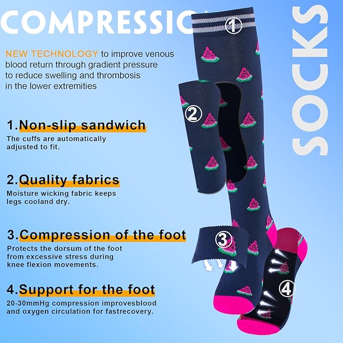bropite Halloween Compression Socks for Women & Men-Pumpkin Ghost 6 Pairs 20-30mmhg Support Running Nurse Travel
