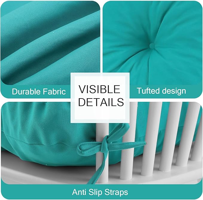 Outdoor Bench Cushion Waterproof, Tufted Bench Seat Cushion 40 x 15 Inch, Patio Wicker Indoor Seat Pads for Outside Garden Patio Balcony, Blue