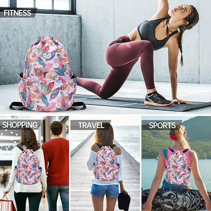 HUA ANGEL Drawstring Backpack Bag, Sport Gym Sackpack Lightweight Small Gym Bag for Men Women Pull String Sport Beach Bag