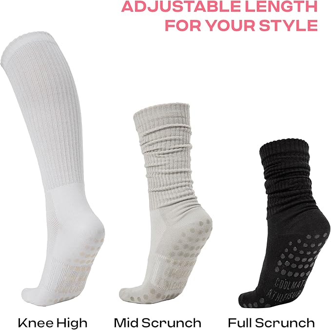 CoolMate Pilates Socks with Grips for Women, Yoga Socks, Crew Non Slip Women for Workout, Barre, Pilates Gifts