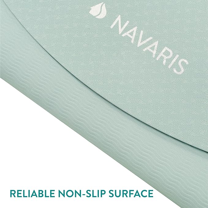 Navaris Round Yoga Mat - 47" Diameter Circular Exercise Mat 1/4" Thick - Non-Slip Mat for Cardio, Workout, Fitness, Tai Chi, Meditation - Size Small