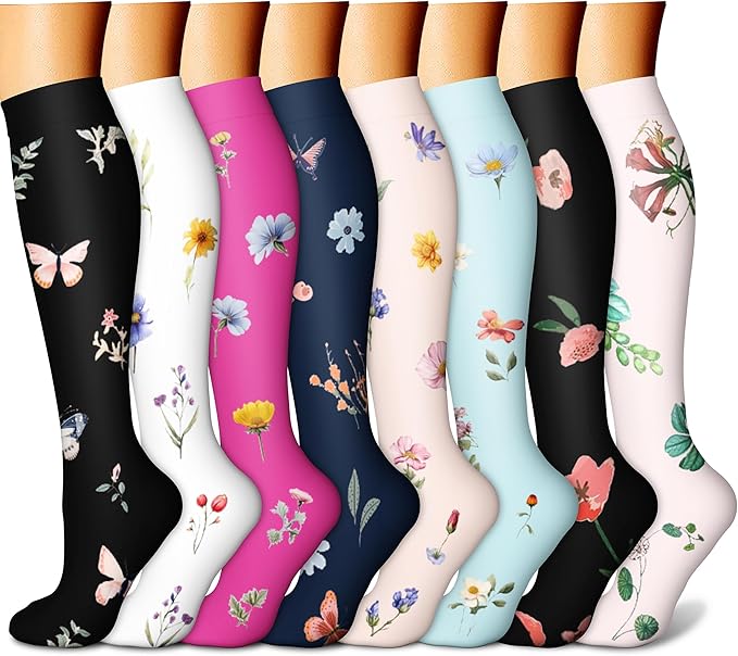 CHARMKING Compression Socks for Women & Men Circulation (8 Pairs) 15-20 mmHg is Best Support for Athletic Running,Hiking
