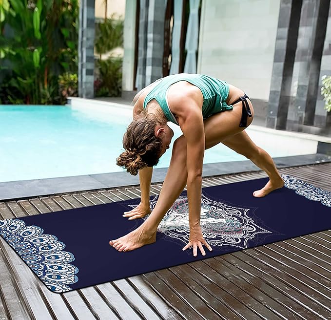 nuveti Yoga Mat Print Extra Thick TPE Non Slip Fitness Exercise Mat with Carrying Bag,72"x24" Extra Thick 6MM Exercise & Workout Mat for Yoga, Pilates Fitness and Floor Exercises