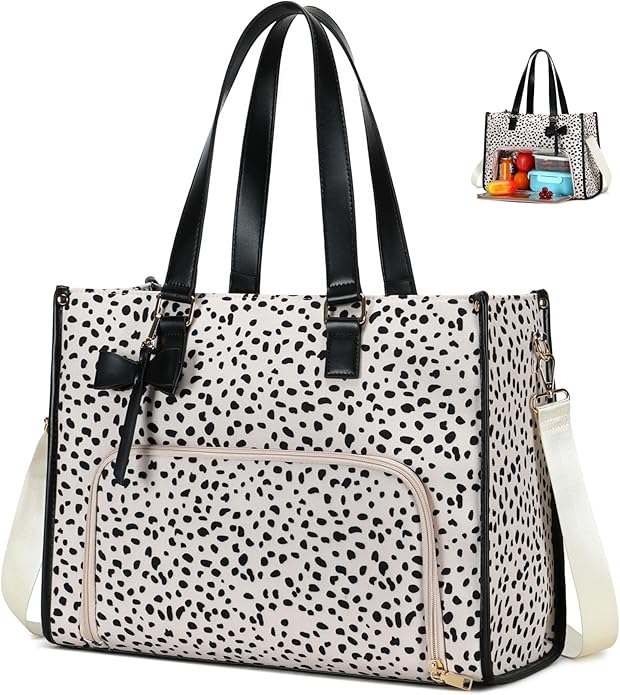 CAMTOP Lunch Tote Bag for Women,15.6 Inch Laptop Work Bag with Insulated Lunch Compartment,Water Resistant