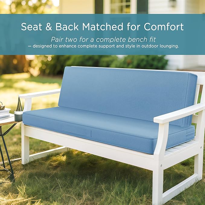 Codi Outdoor Bench Cushion 60 inch, Double Waterproof Patio Furniture Cushions Replacement for Swing, Porch, Couch, 60x18x3'', Teal Blue