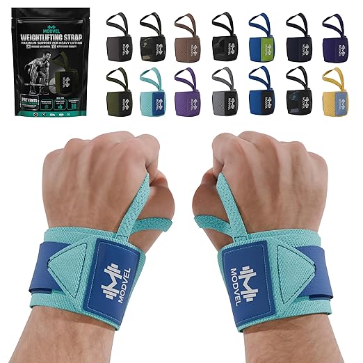 Modvel Adjustable Wrist Wraps for Gym & Lifting – Thick, Breathable Support Straps for Wrist Stability, Comfort & Grip – Ideal for Weight Training, CrossFit & Gym Workouts – Royal Blue (2-Pack)