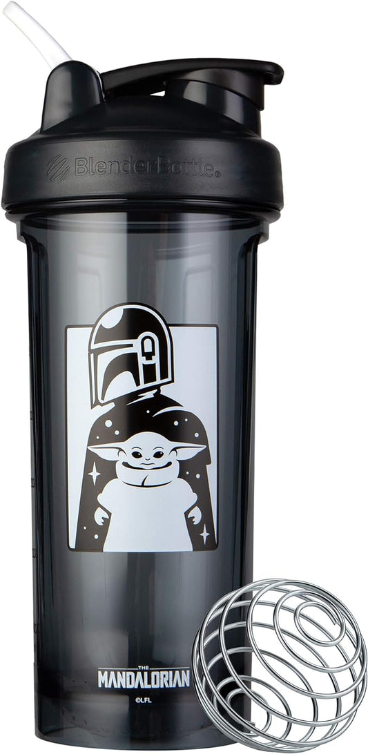BlenderBottle Star Wars Shaker Bottle Pro Series Perfect for Protein Shakes and Pre Workout, 28-Ounce, Mandalorian & Child