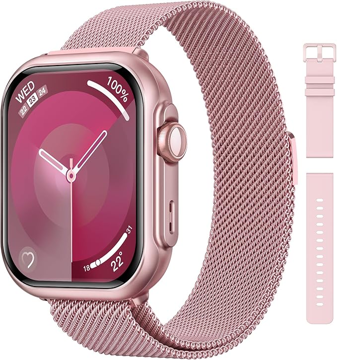 Smart Watches for Women Fitness Tracker: 1.85"Smartwatch with 30 Day+Battery Life Make/Answer Call Sleep Heart Rate SpO2 Monitor IP68 Waterproof 120+Sport Mode Watch for Android iPhone Samsung 2 Bands