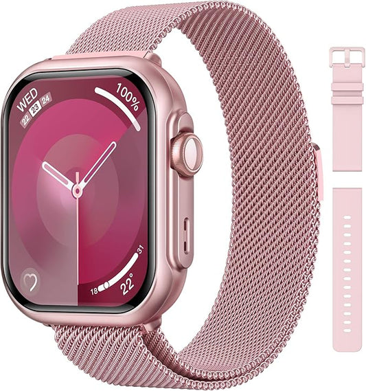 Smart Watches for Women Fitness Tracker: 1.85"Smartwatch with 30 Day+Battery Life Make/Answer Call Sleep Heart Rate SpO2 Monitor IP68 Waterproof 120+Sport Mode Watch for Android iPhone Samsung 2 Bands